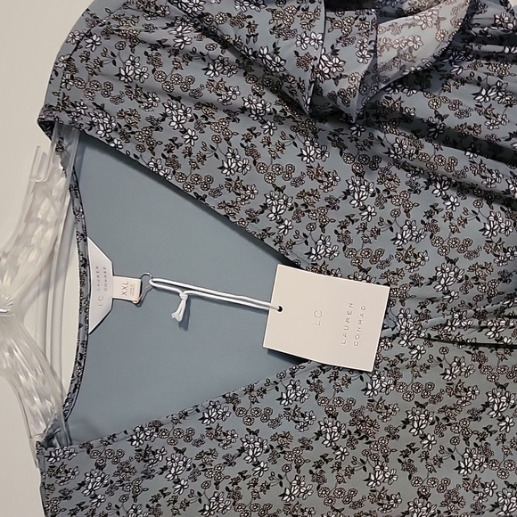 LC Lauren Conrad Blue Floral Midi Dress - Picture 2 of 4